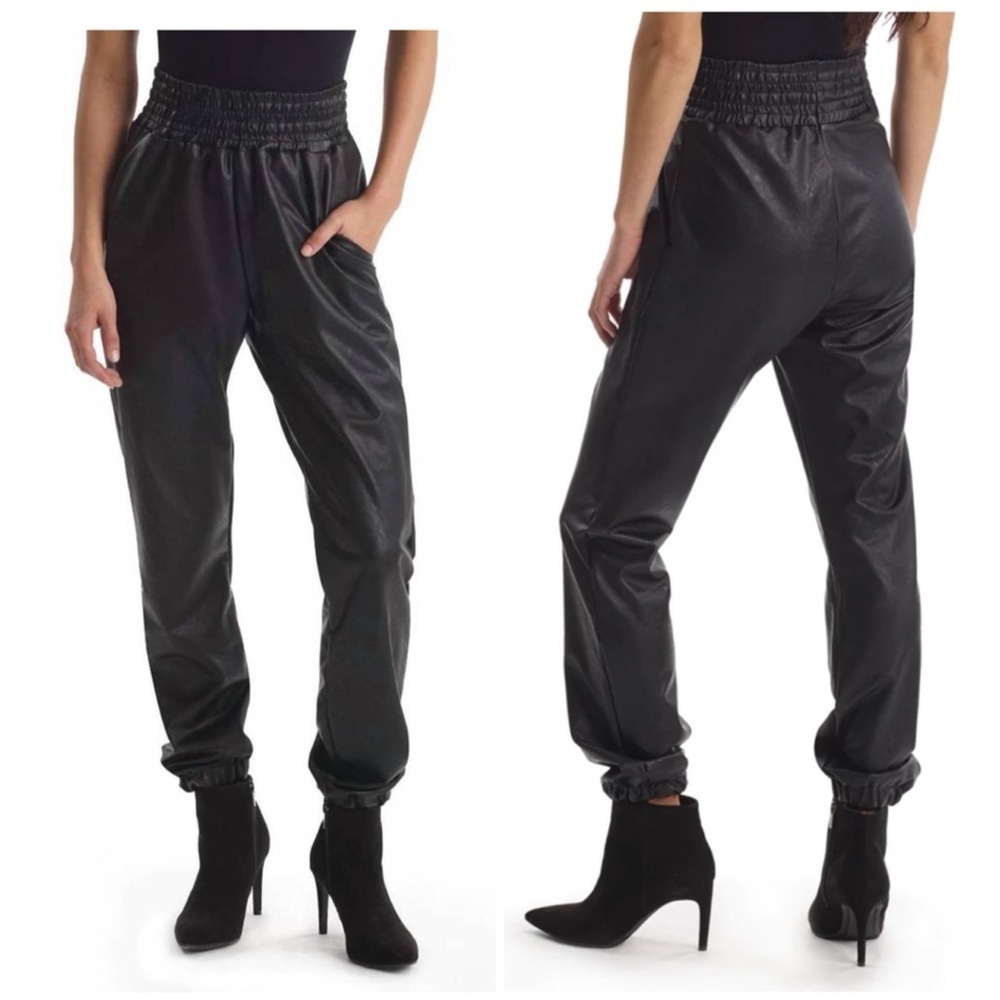 Commando Faux Leather Joggers Womens XS Edgy Pants Pockets Comfy Biker Rock